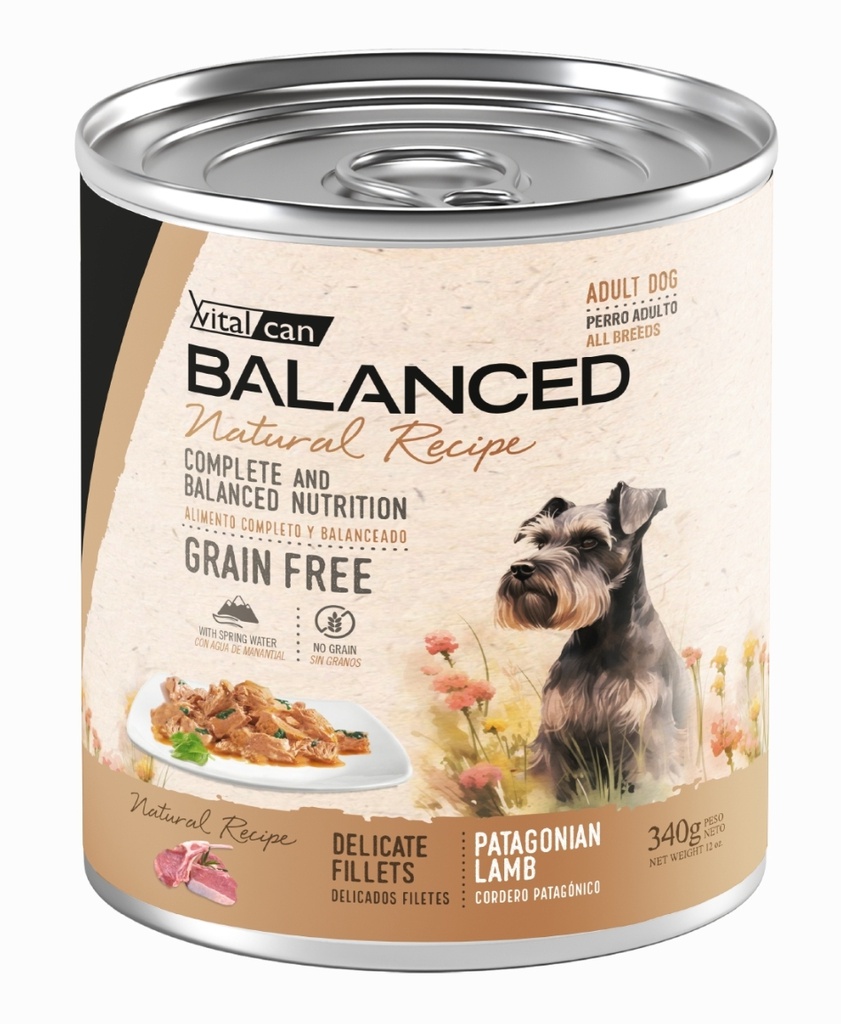 Balanced Lata Natural Recipe Cordero GRAIN FREE (Humedo) 340g