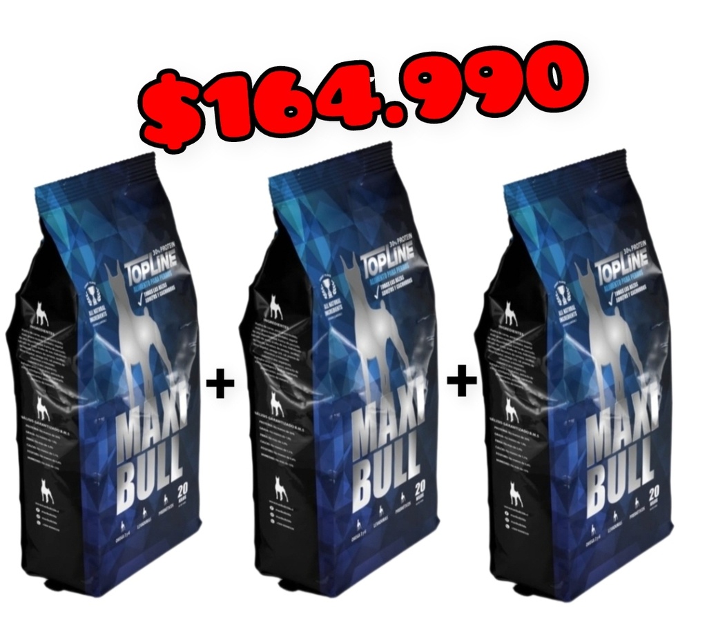 PROMO MaxiBull TOPLINE (Adultos y Cachorros) 20Kg x 3