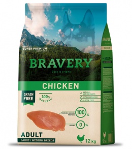 Bravery Adulto Medium y Large Chicken 12Kg