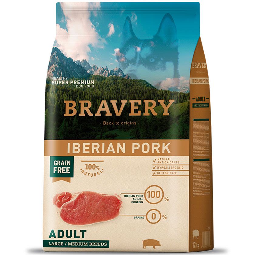 Bravery Adulto Medium y Large Iberian Pork 12Kg
