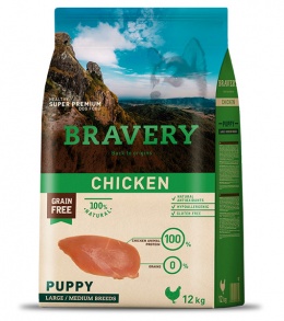 Bravery Chicken Puppy Large/Medium 12Kg