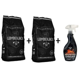 [PRCA2DE1] PROMO Carbón Lumberjack 5kg×2 + Desengrasante profesional parrillas Lumberjack 500ml