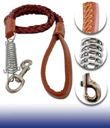 [WP239] Trailla Para Perros Cuerda De Traccion De Cuero Trenzado Anti-Tirones