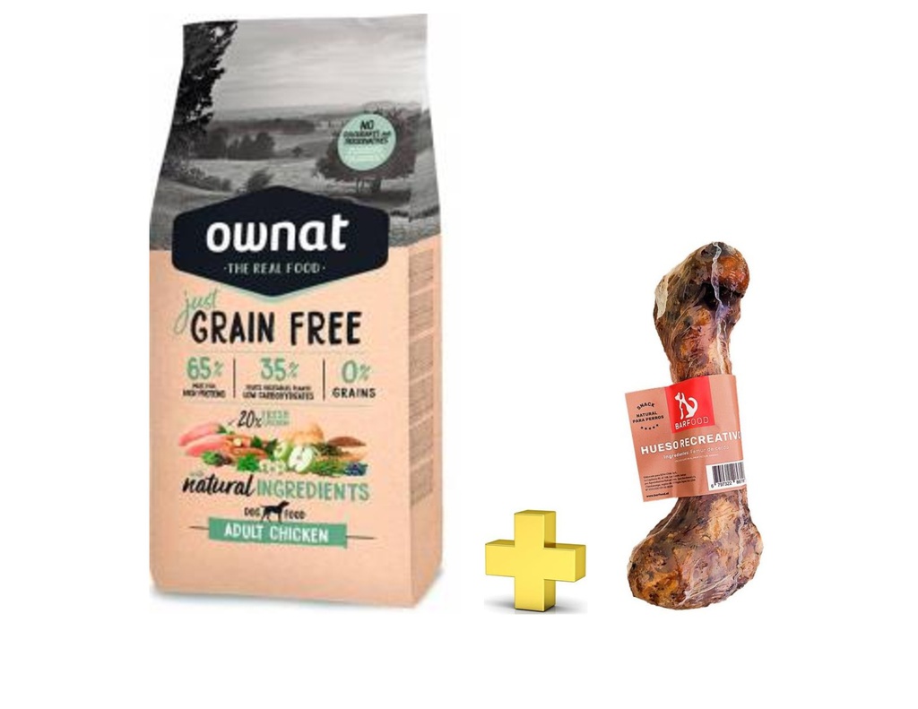 PROMO Ownat Adulto Chicken 14Kg + 01 Snack Femur de Cerdo