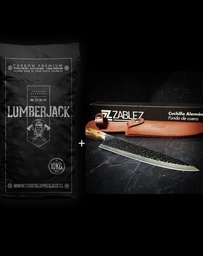 [PRCUCA10] PROMO Cuchillo Alemán con funda de cuero + Carbón Lumberjack 10kg